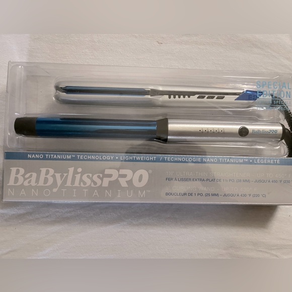 Babyliss Pro nano titanium flat iron and 1in curling wand